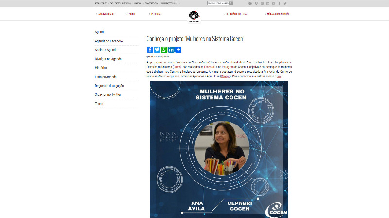 Imagem Portal da Unicamp: Conheça o projeto "Mulheres no Sistema Cocen"