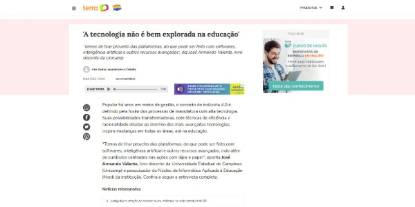 Imagem Terra: A tecnologia não é bem explorada na educação