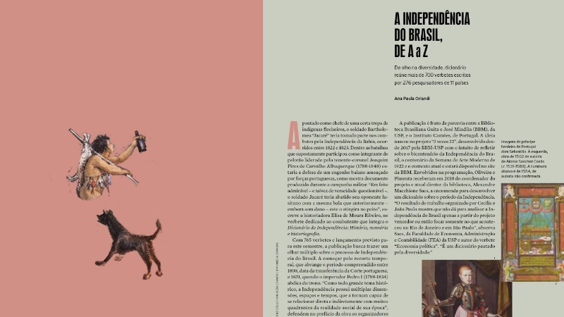 Imagem Revista Fapesp: A Independência do Brasil, de A a Z (pg. 42) - Matéria destaca verbete de Ana Carolina Maciel