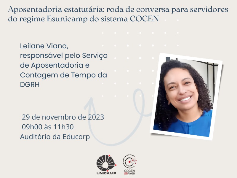 Imagem: COCEN promoverá roda de conversa sobre regras de aposentadoria para servidores/as Esunicamp