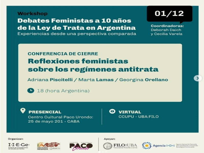 Imagem evento: Workshop: Debates Feministas a 10 años  de la Ley de Trata en Argentina