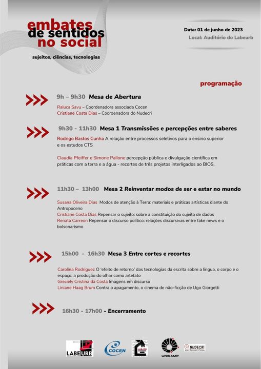 Imagem Nudecri Apresenta: Seminário de Apresentação de Projetos em Andamento no Labeurb e Labjor: Explorando Criatividade, Ciência e Sociedade