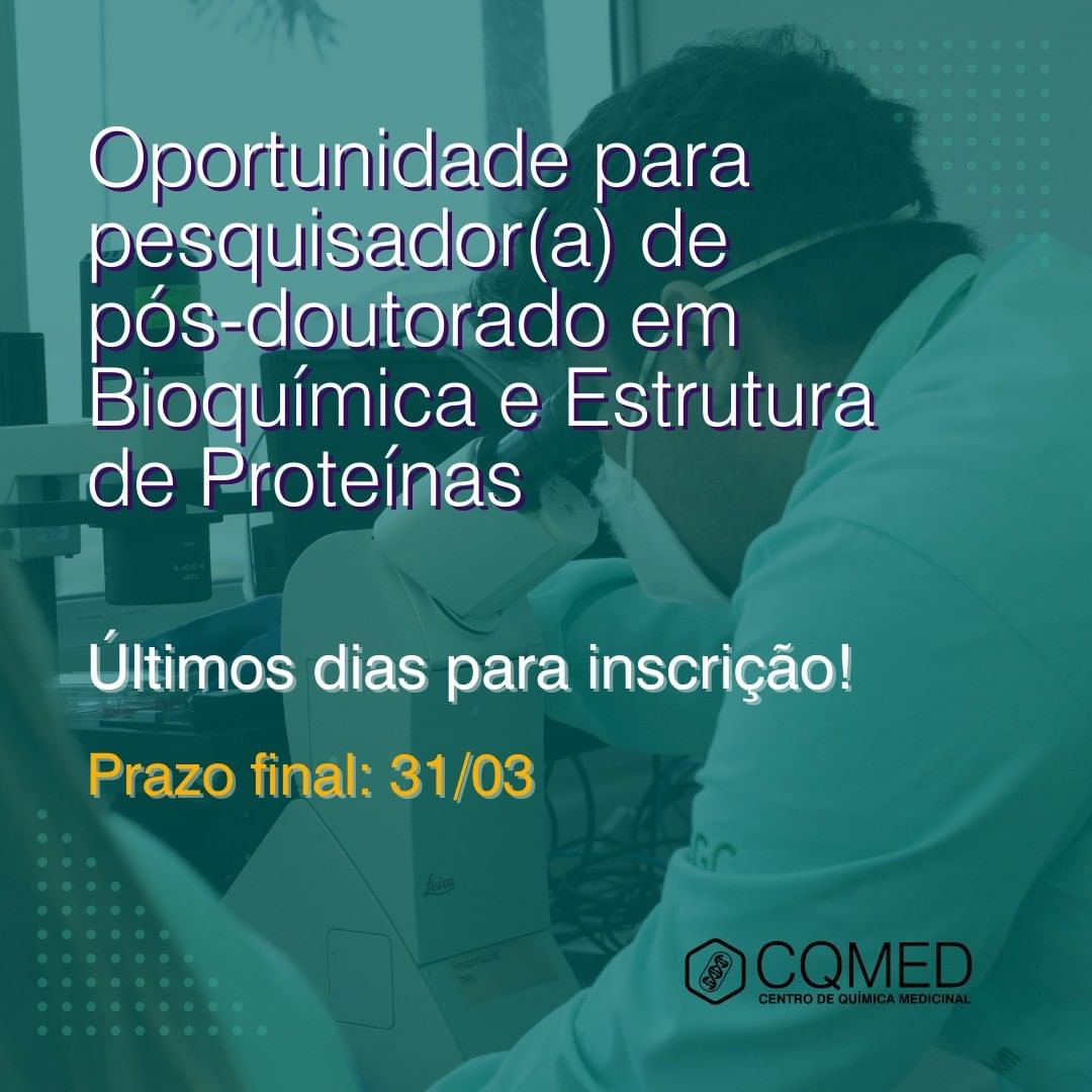 Imagem: Oportunidade para pesquisador(a)  de pós-doutorado em Bioquímica e Estrutura de Proteínas