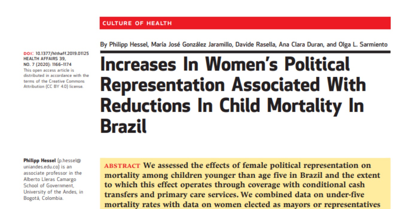 Imagem: Mulheres na política levaram a maior queda da mortalidade infantil, aponta estudo com co-autoria da pesquisadora do Nepa, Ana Clara da Fonseca Leitão Duran.