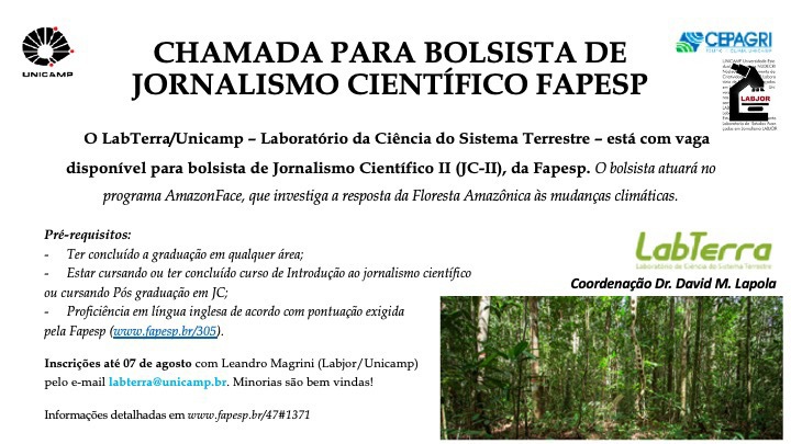 Imagem Bolsa de Jornalismo Científico Fapesp na Unicamp